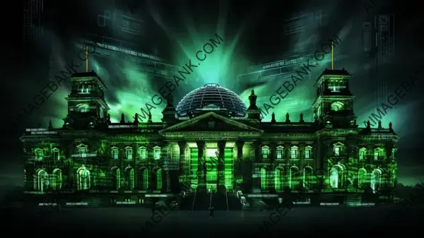 Unique Reichstag made from green letters