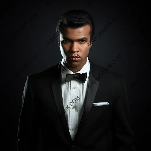 Mohammed Ali in a Tuxedo, Striking a Stylish Pose