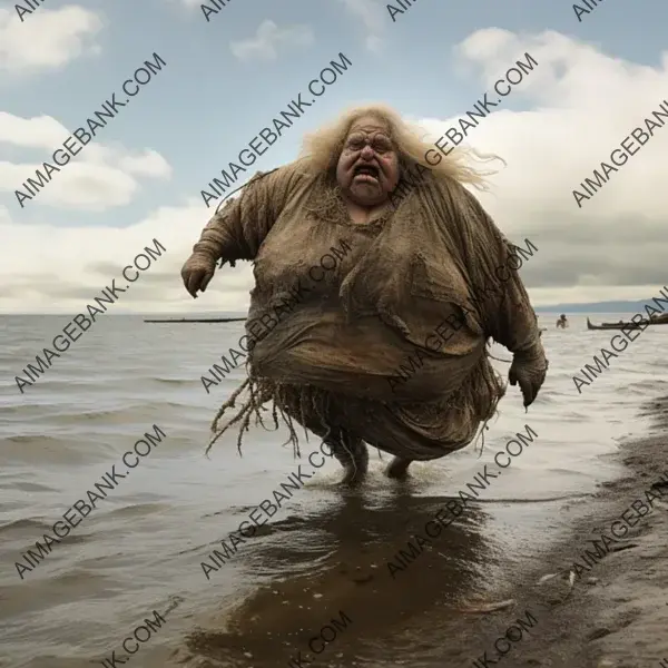 Woman&#8217;s Beauty Unveiled in a Seafront Stroll.