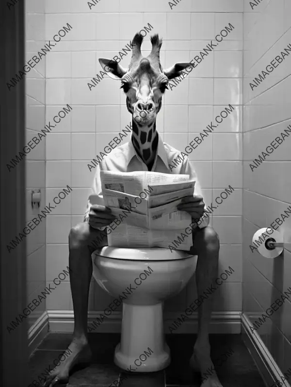 Giraffe&#8217;s Hilarious Moment on the Toilet with a Newspaper.