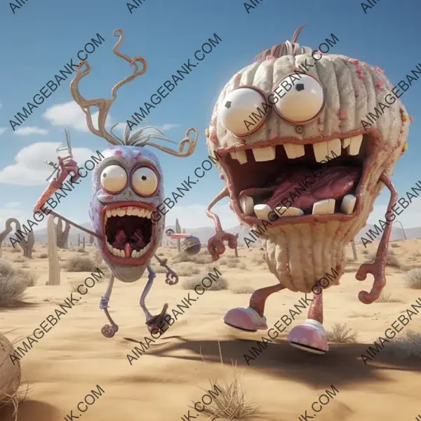 Figurines in a Desert Race: Clown-Like Style.