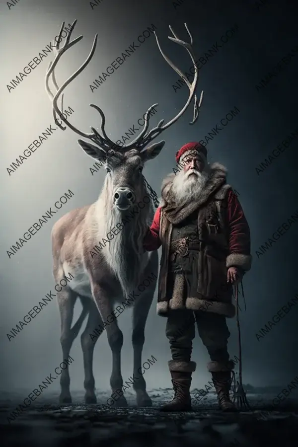 Santa Claus and Reindeer: Festive Composition