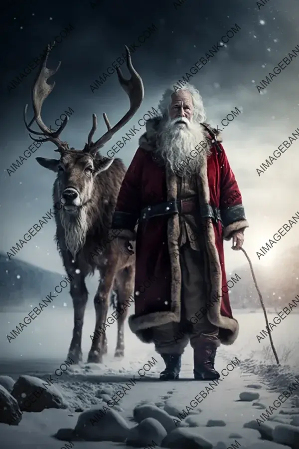 Santa and Reindeer: Holiday Photo