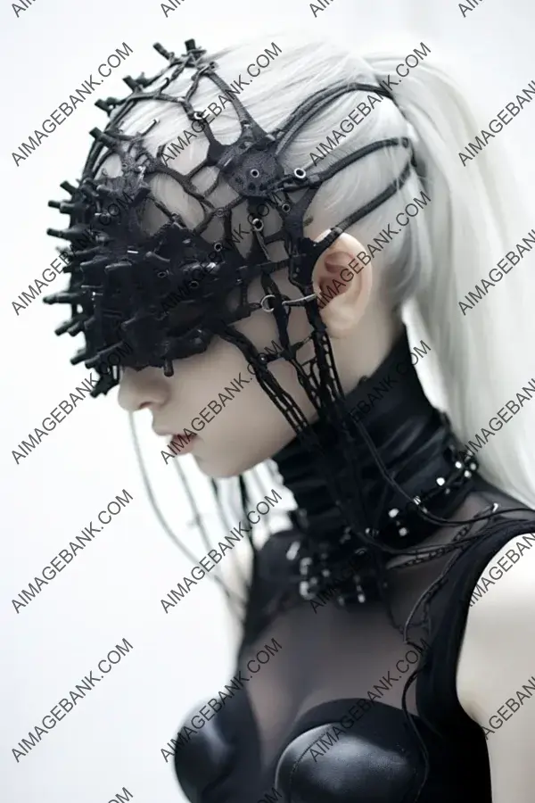 Minimalist vision of ethereal cybergoth fashion.