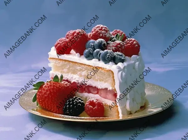 Delightful Dessert Plate: Berries and Cake Slice