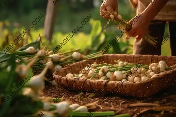 Harvesting Garlic: Close-Up of Fresh Produce