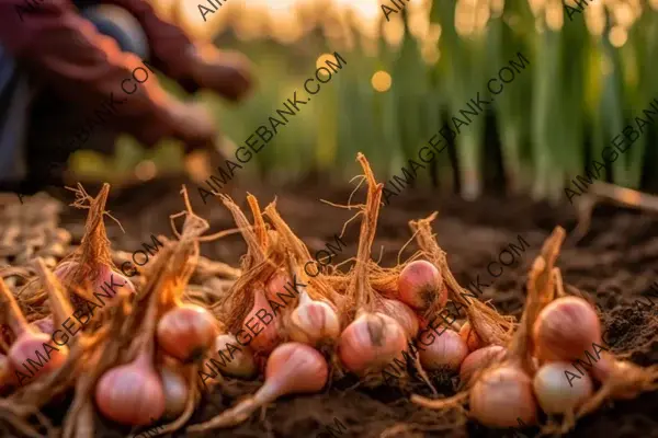 Culinary Ingredients Close-Up: Harvesting Onions