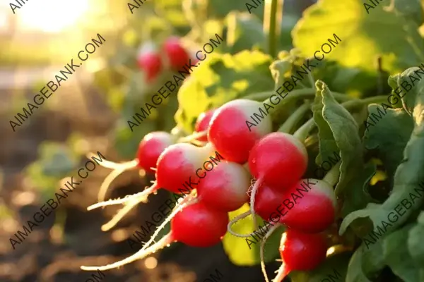 Close-Up of Vibrant Radishes: Harvesting with Precision