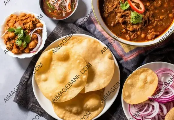 Flavorful Chole Bhature: An Artistic Flat Lay on White Marble