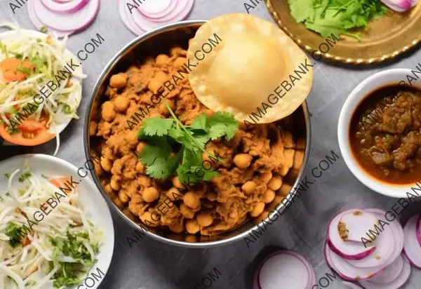 Culinary Artistry: Tempting Chole Bhature Displayed in a Flat Lay