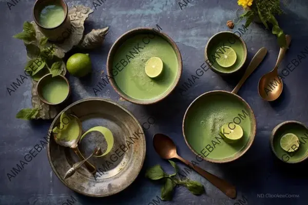 Vibrant Green Coconut Soup: A Flat Lay Highlighting Fresh Lime Juice