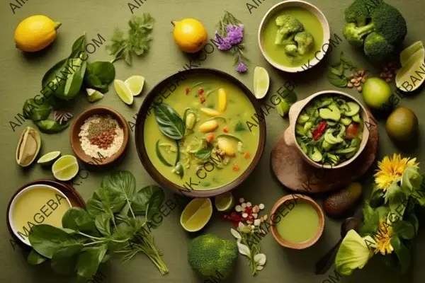 Capturing Thai Flavors: A Flat Lay Journey of Green Curry Thai Meal Ideas