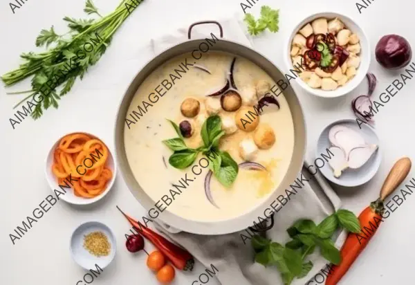 Tempting Tom Kha Gai: An Artful Flat Lay Focus on White