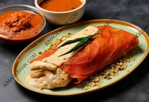 Masala Dosa: A Flavorful Dish Captured in Focus on White Marble