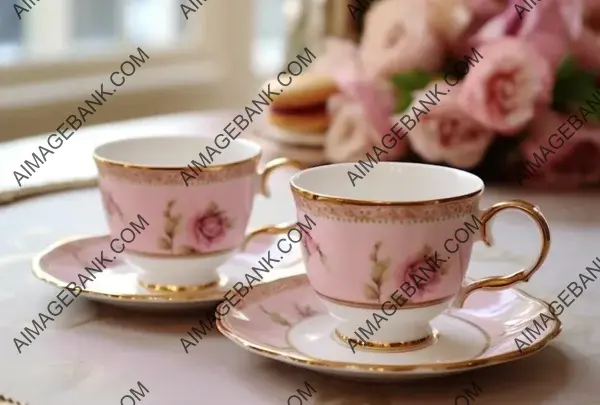 Pink Macaroon Pairing: Two Coffee Cups for a Moment of Culinary Pleasure