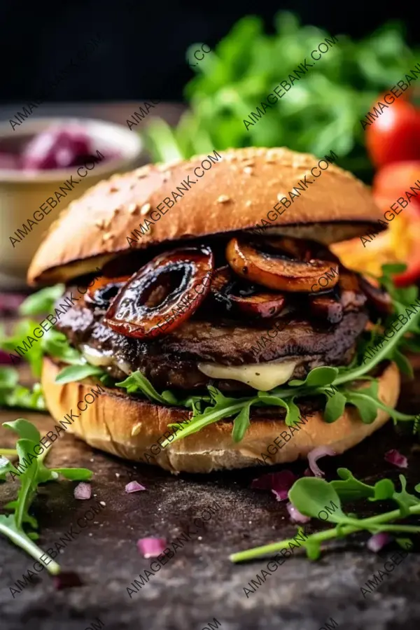 Grilled Portobello Mushroom Burgers: Flat Lay