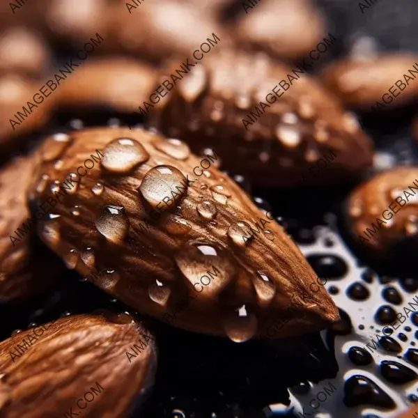 Water Drops on Almonds: Macro Shot Delight