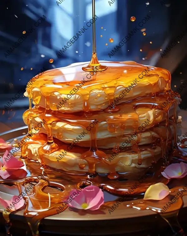 Stack of Pancakes with Sweet Syrup