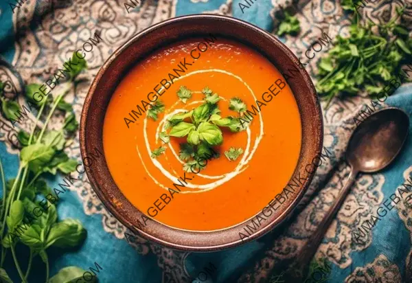 Flat Lay of Gazpacho: Refreshing Spanish Cold Soup