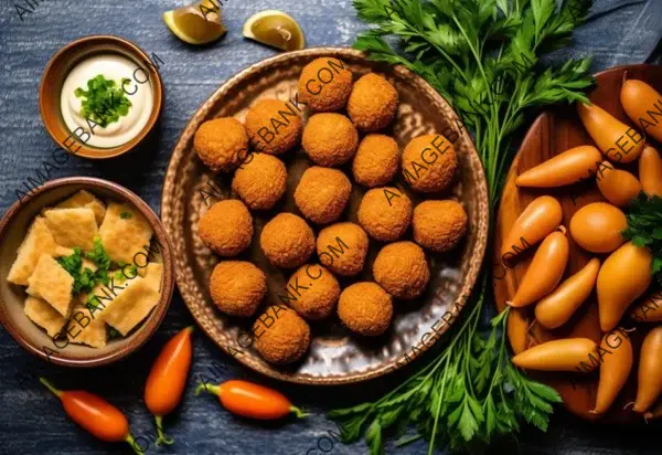 Flat Lay of Kibbeh: Traditional Lebanese Dish