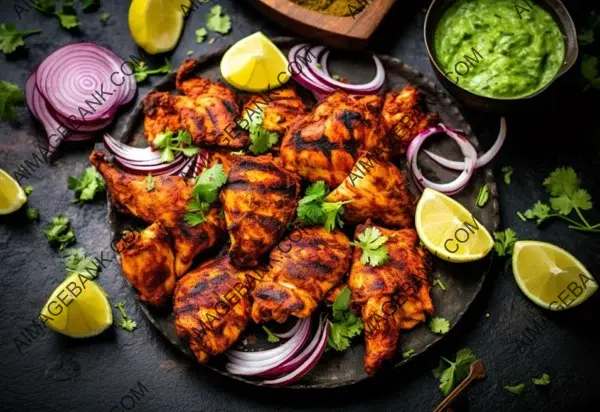 Flat Lay of Tandoori Chicken: Indian Culinary Classic