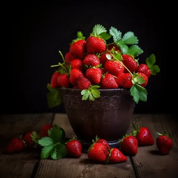 Freshly Picked Strawberries in Antique Bowl