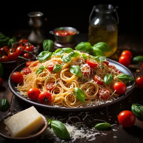 Ethereal Kit: Top View of Spaghetti in Tomato Basil Sauce