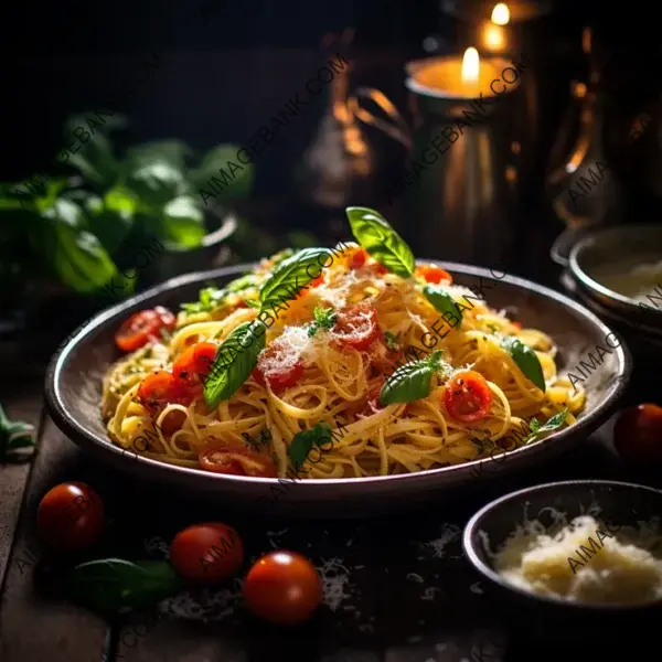 Luminescent Plate with Spaghetti in Tomato Basil Sauce