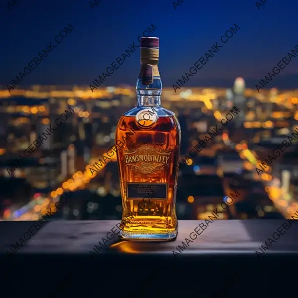 Whiskey Bottle Displayed with Vivid Colors