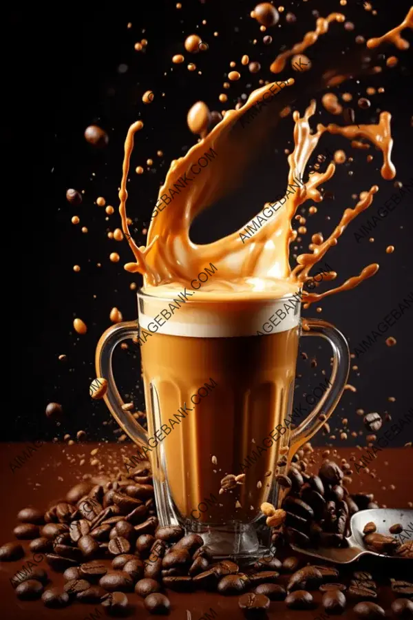 Coffee Drink with Artistic Milk Splash