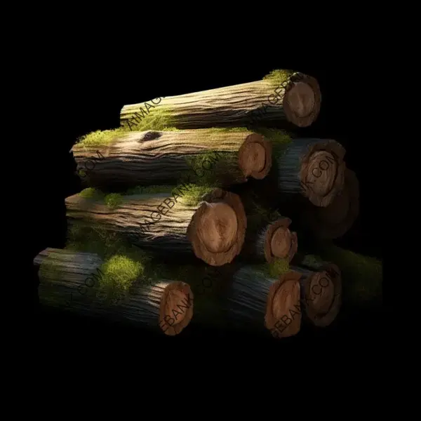 Icons depicting mossy wood piles realistically.