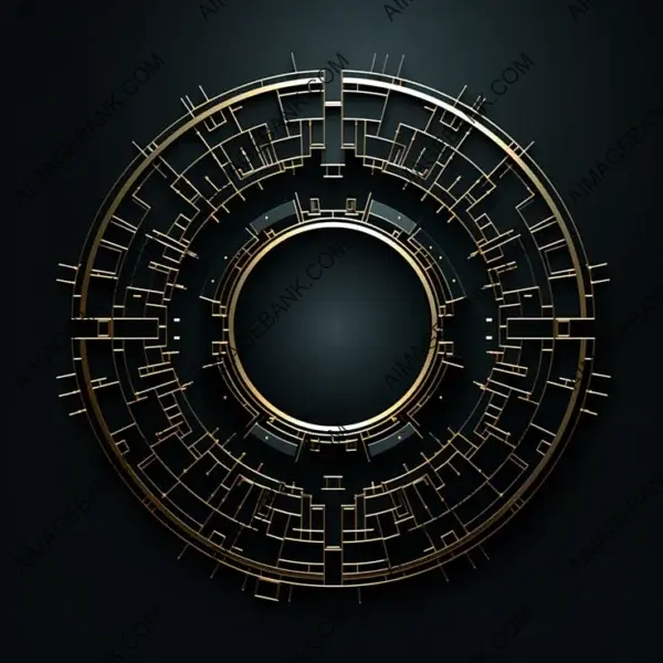 Mechanical 2D Vector Rings Cutout on Black Background