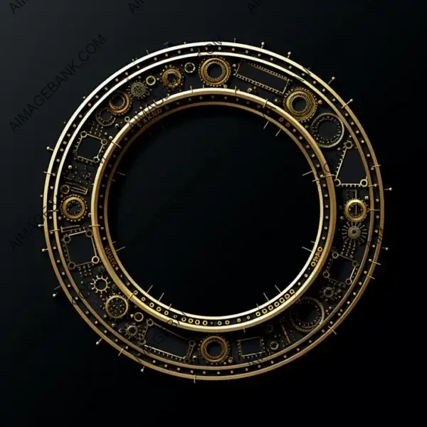 Mechanical 2D Vector Rings Cutout Set on Black Background