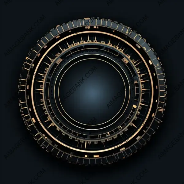 Vector Rings Cutout Set in Mechanical 2D on Black Background