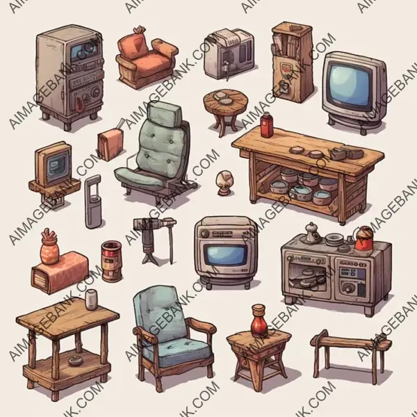 Furniture Hand-Drawn Game Items