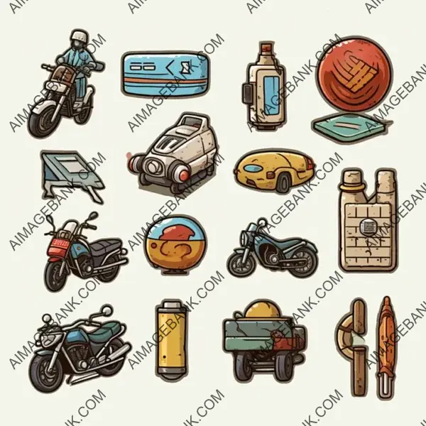 Motorcycle Hand-Drawn Game Items