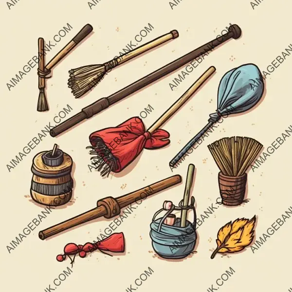 Hand-Drawn Toy Broom Game Icons