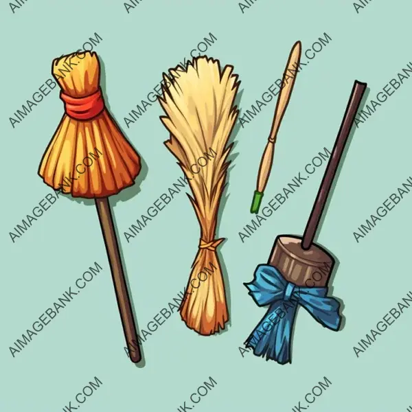 Stylish Toy Broom Icons