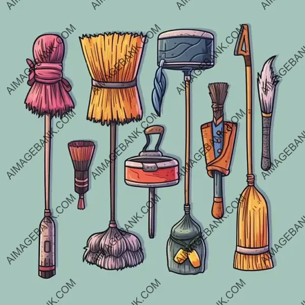 Fun Toy Broom Illustrations