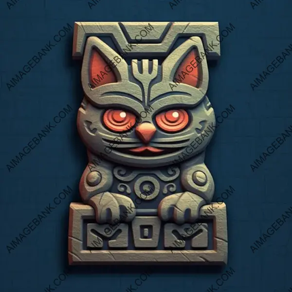 Unveiling History: Stone Carving of a Valiant Cat in Gaming.