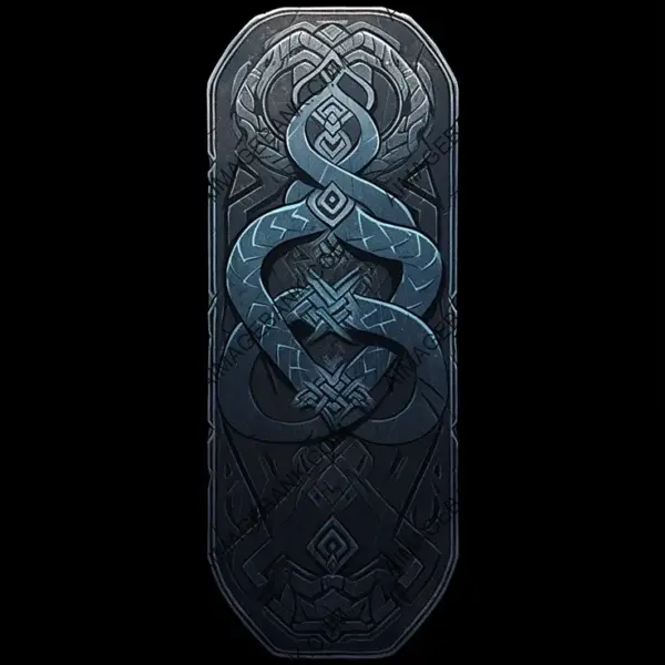 Ancient Runes: Engraved Serpent in Runic Stone Icon for Gaming.