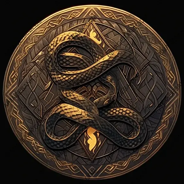 Ancient Enigma: Serpent on Runic Stone Icon for Gaming.