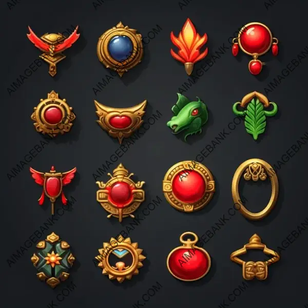 Chinese Gaming Icons: Jewelry-Style Set for a Unique Experience.