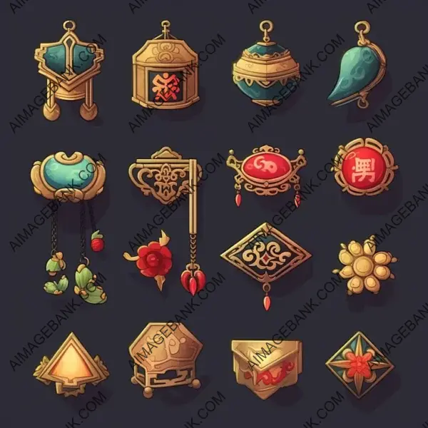 Gaming Glamour: Chinese-Style Icons in Jewelry Set.