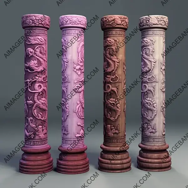 Gaming Treasures: Chinese-Styled Wooden Pillar Images for RPGs.