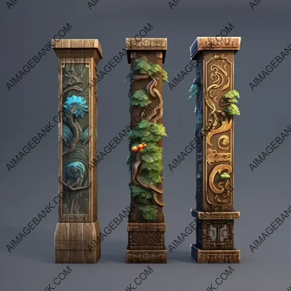 Gaming Aesthetics: Chinese-Styled Wooden Pillar Images in RPGs.