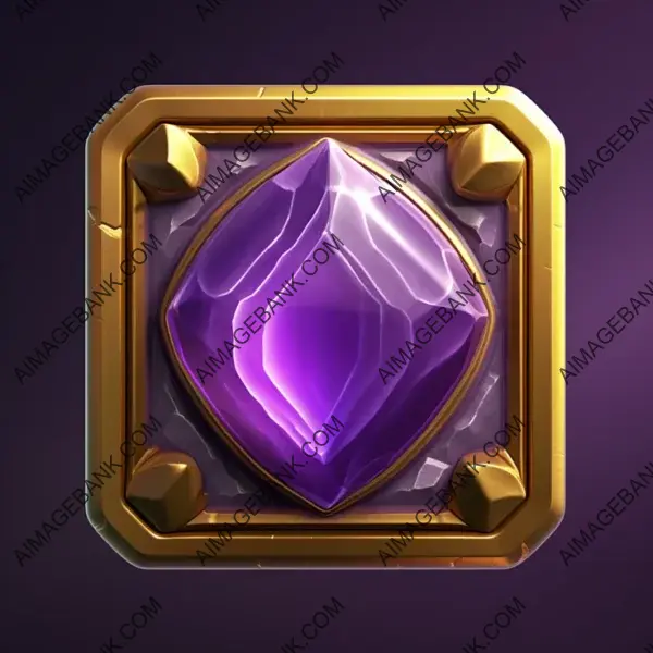 Greek Gemstone Charm: Purple Icon with Golden Border in Gaming.