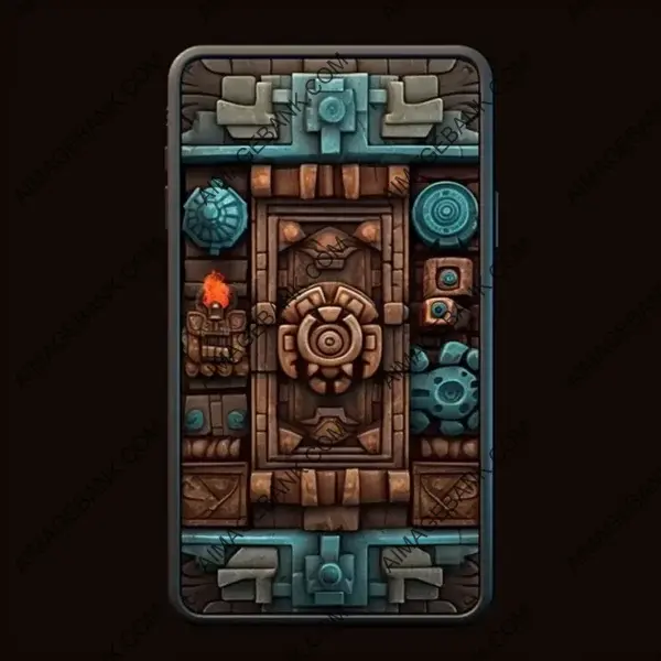 Role-Playing UI Borders in Mayan Style for Mobile Games.