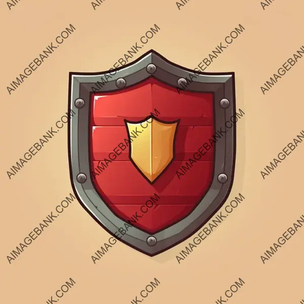 Protection Shield Icon in Card Game Style.