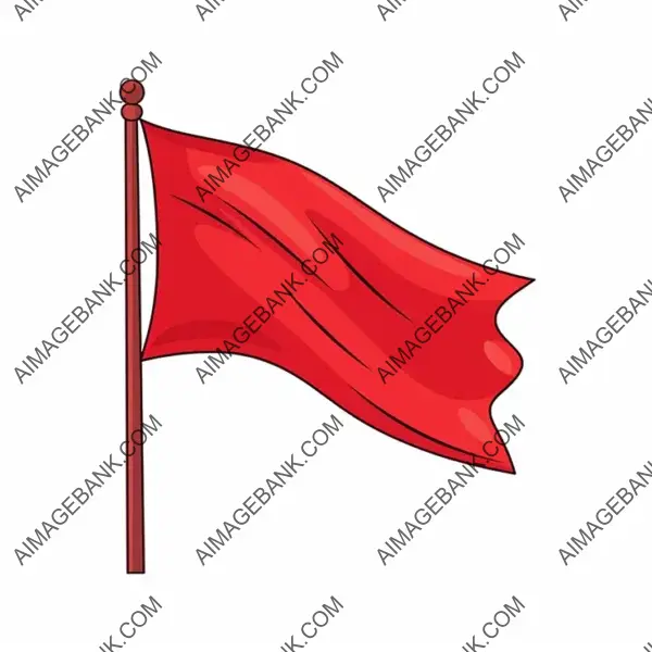 Red Flag Icon in Cartoon Style: Simple Basic White.